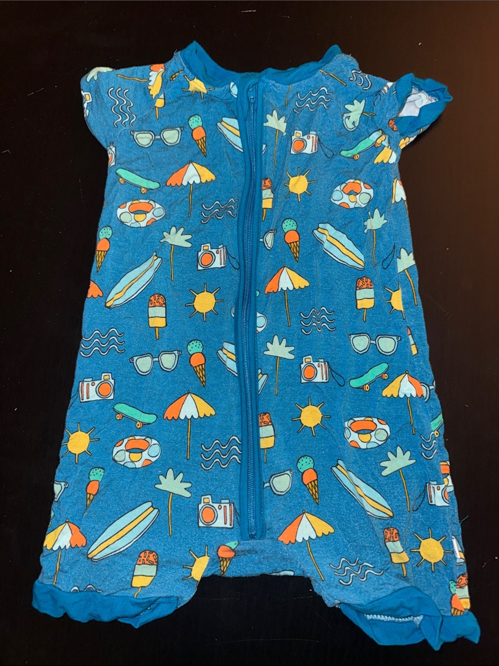 Little Sleepies Blue Summer Print Zipper One-Piece